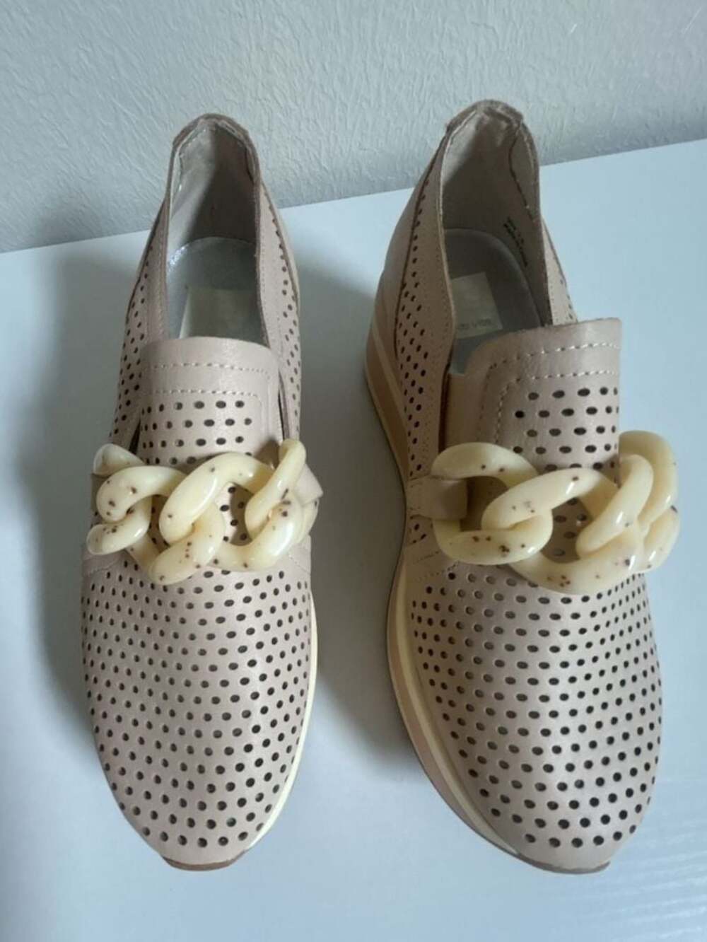 Dolce Vita Jhenee Leather Platform Sneakers Sand Nubuck Chain S 6.5 - Picture 14 of 16